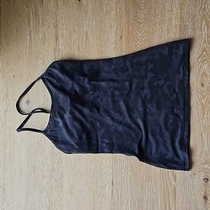 Lululemon Power Y Tank Sequoia Camo Print Deep Coal Black/Black
